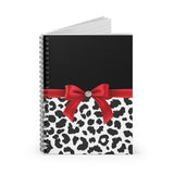 Small Spiral Notebook, 6x8in-Glam Red Bow-Snow Leopard-Black