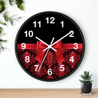 Wall Clock-Glam Red Bow-Red Lace-Black