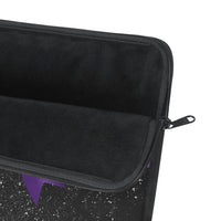 Laptop Sleeve-Glam Purple Bow-Black Polka Dots-Black Glitter