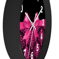 Wall Clock-Glam Passion Pink Bow-Passion Pink Lace-Black