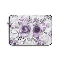 Laptop Sleeve-Soft Purple-Floral Stencil-White