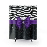 Shower Curtains-Glam Purple Bow-Zebra-Black Glitter