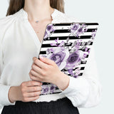 Clipboard-Soft Purple Floral-Black Horizontal Stripes-White