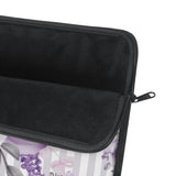 Laptop Sleeve-Soft Purple Floral-Soft Purple Pinstripes-White