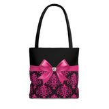 Tote Bag-Glam Passion Pink Bow-Passion Pink Lace-Black