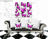 Square Pillow-Magenta Butterfly-Illegible Cursive