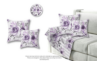 Velveteen Plush Blanket-Soft Purple Floral-Purple Pinstripes-White