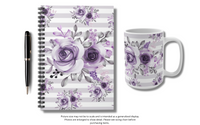 Coffee Mug 15oz-Soft Purple Floral-Soft Purple Horizontal Stripes-White