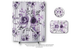 Wall Clock-Soft Purple Floral-Purple Pinstripes-White