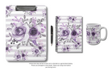 Clipboard-Soft Purple Floral-Soft Purple Horizontal Stripes-White