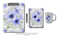 Small Spiral Notebook, 6x8in-Soft Blue Floral-Soft Blue Horizontal Stripes-White