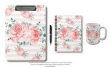 Small Spiral Notebook, 6x8in-Lush Pink Floral-Pink Horizontal Stripes-White