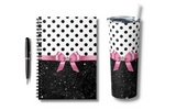 Clipboard-Glam Pink Bow-Black Polka Dots-Black Glitter