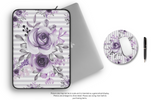 Mouse Pad-Soft Purple Floral-Purple Pinstripes-White