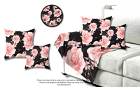 Velveteen Plush Blanket-Pink Rose-Pink Stencil-Black