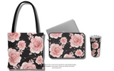 Tote Bag-Pink Rose-Pink Stencil-Black