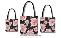 Tote Bag-Pink Rose-Pink Stencil-Black