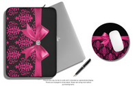 Laptop Sleeve-Passion Pink Bow-Passion Pink Lace-Black