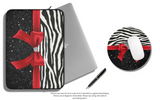 Mouse Pad-Glam Red Bow-Zebra-Black Glitter