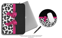 Laptop Sleeve-Glam Passion Pink Bow-Snow Leopard-Black