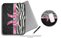 Mouse Pad-Glam Pink Bow-Zebra-Black Glitter