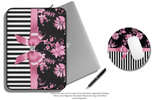 Mouse Pad-Glam Pink Bow-Pink Stencil-Black White Pinstripes