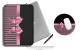 Laptop Sleeve-Glam Pink Bow-Pink Black Pinstripes-Black