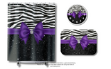 Wall Clock-Glam Purple Bow-Zebra-Black Glitter