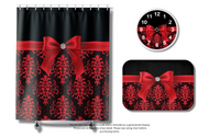 Wall Clock-Glam Red Bow-Red Lace-Black