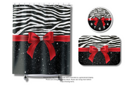 Wall Clock-Glam Red Bow-Zebra-Black Glitter