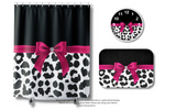 Wall Clock-Glam Passion Pink Bow-Snow Leopard-Black