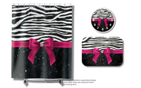 Shower Curtains-Glam Passion Pink Bow-Zebra-Black Glitter