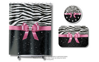 Wall Clock-Glam Pink Bow-Zebra-Black Glitter