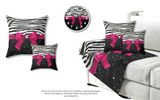 Square Pillow-Glam Passion Pink Bow-Zebra-Black Glitter