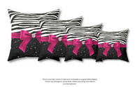 Square Pillow-Glam Passion Pink Bow-Zebra-Black Glitter