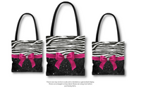 Tote Bag-Glam Passion Pink Bow-Zebra-Black Glitter