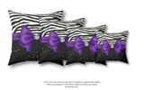 Square Pillow-Glam Purple Bow-Zebra-Black Glitter