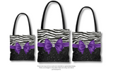 Tote Bag-Glam Purple Bow-Zebra-Black Glitter