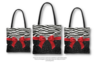 Tote Bag-Glam Red Bow-Zebra-Black Glitter