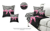 Square Pillow-Glam Pink Bow-Zebra-Black Glitter