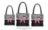 Tote Bag-Glam Pink Bow-Zebra-Black Glitter