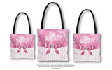 Tote Bag-Glam Pink Bow-Pink White Stencil-Pink White Pinstripes