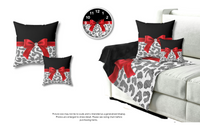 Square Pillow-Glam Red Bow-Grey Leopard-Black