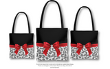 Tote Bag-Glam Red Bow-Grey Leopard-Black