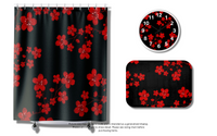 Wall Clock-Red Floral Blossoms-Black