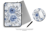 Mouse Pad-Stormy Blue-Floral Stencil-White