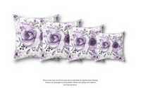 Square Pillow-Soft Purple-Floral Stencil-White