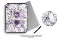 Mouse Pad-Soft Purple-Floral Stencil-White