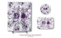 Bath Mat-Soft Purple-Floral Stencil-White