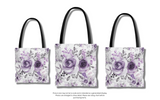 Tote Bag-Soft Purple-Floral Stencil-White